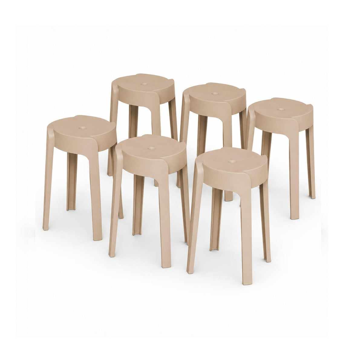 SET 6 Pisos Banco Apilable Deco Valencia Beige Escandinavia 45 cm