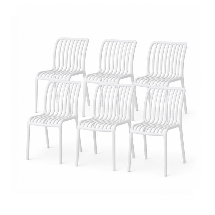 SET 6 Sillas Plástico Apilable Deco Bremen Blanca Escandinavia