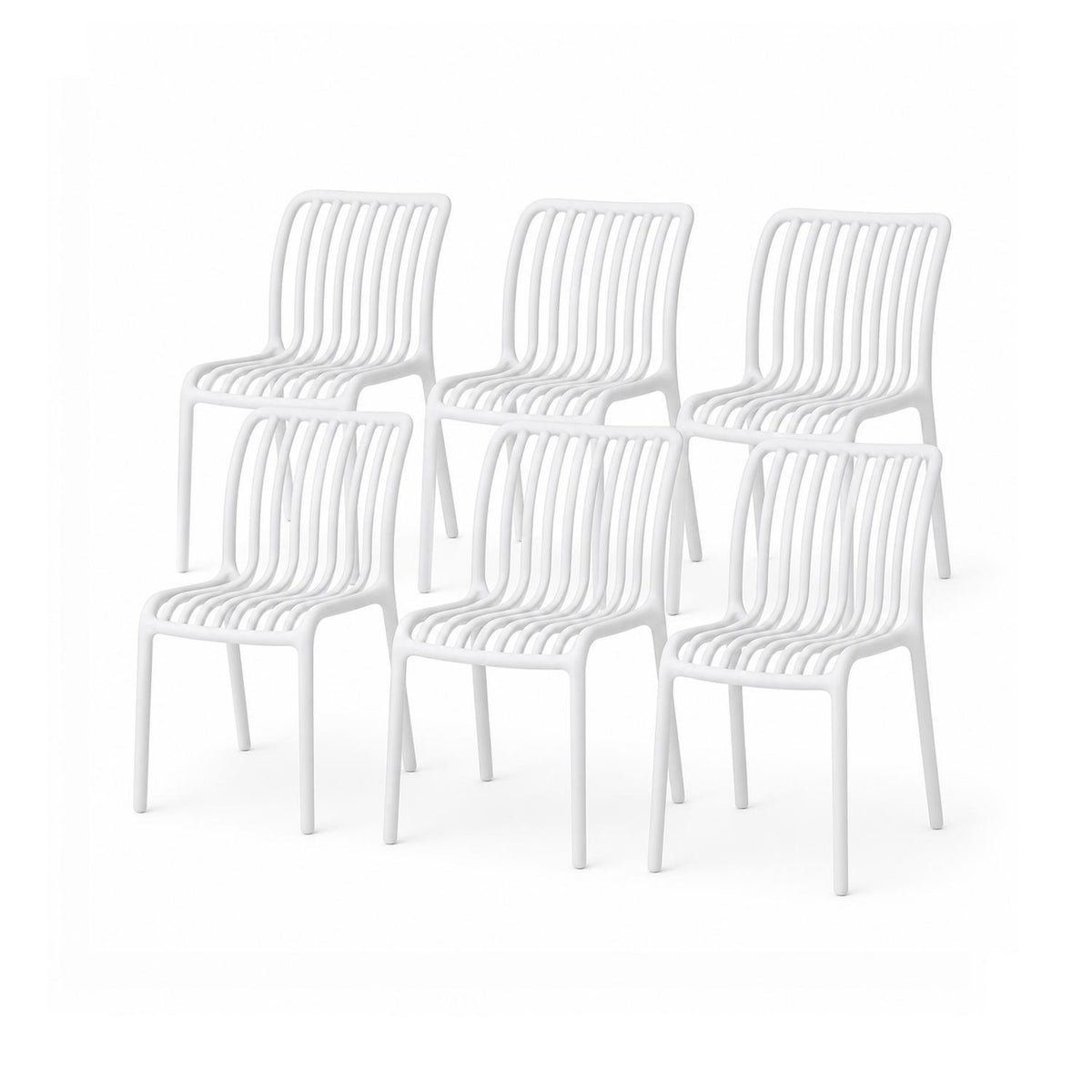 SET 6 Sillas Plástico Apilable Deco Bremen Blanca Escandinavia