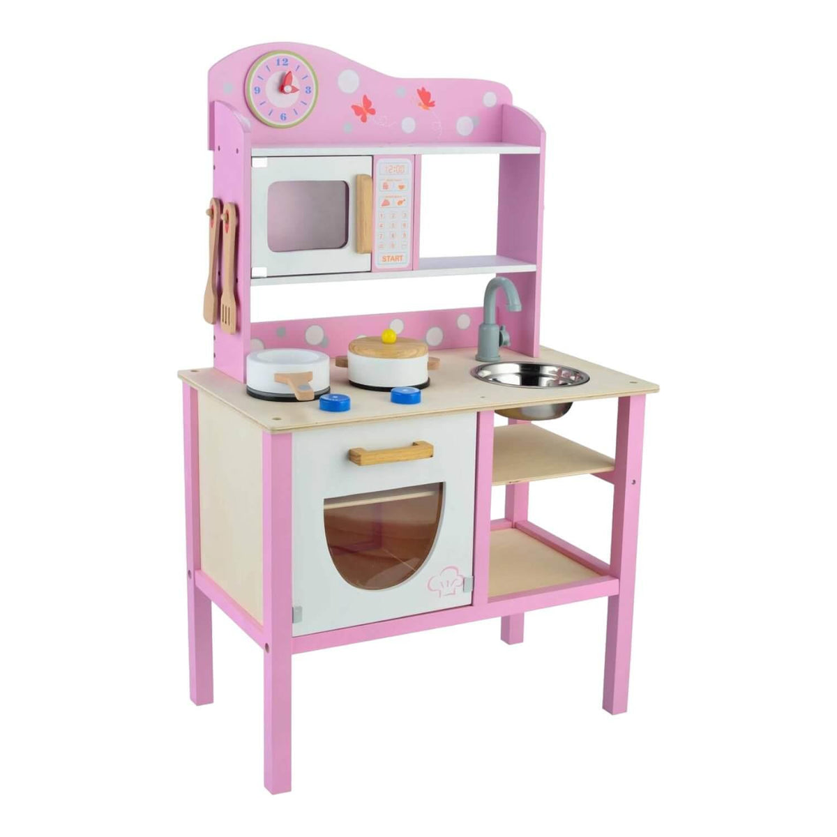 Cocina De Madera Rosada + Accesorios 55X35X84 Cms Gamepower
