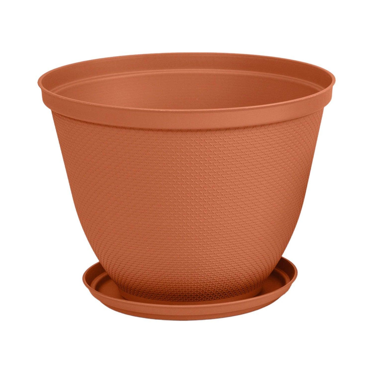 Macetero plástico con plato Redondo 35cm Terracota Rimax