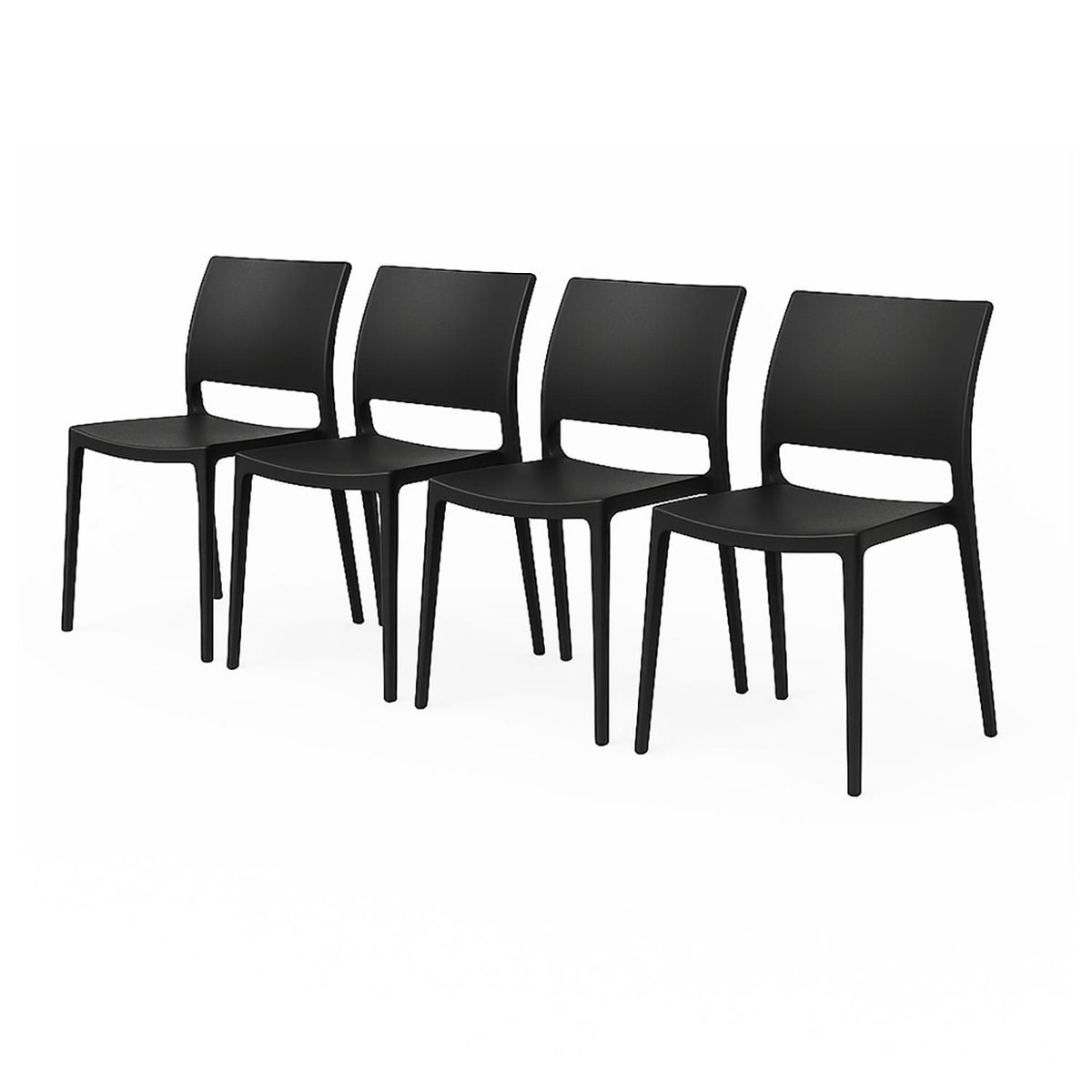 SET 4 Sillas Plástico Apilable Deco Dresden Negro Escandinavia
