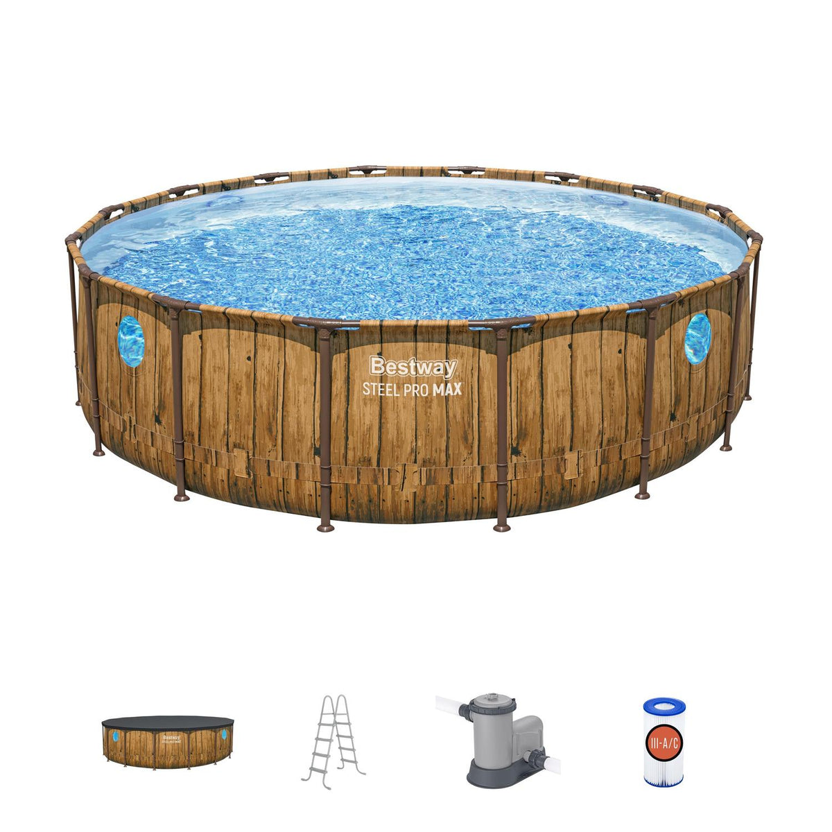 Piscina Bestway Redonda SteelPro Max con ventana 4.88MX1.22M