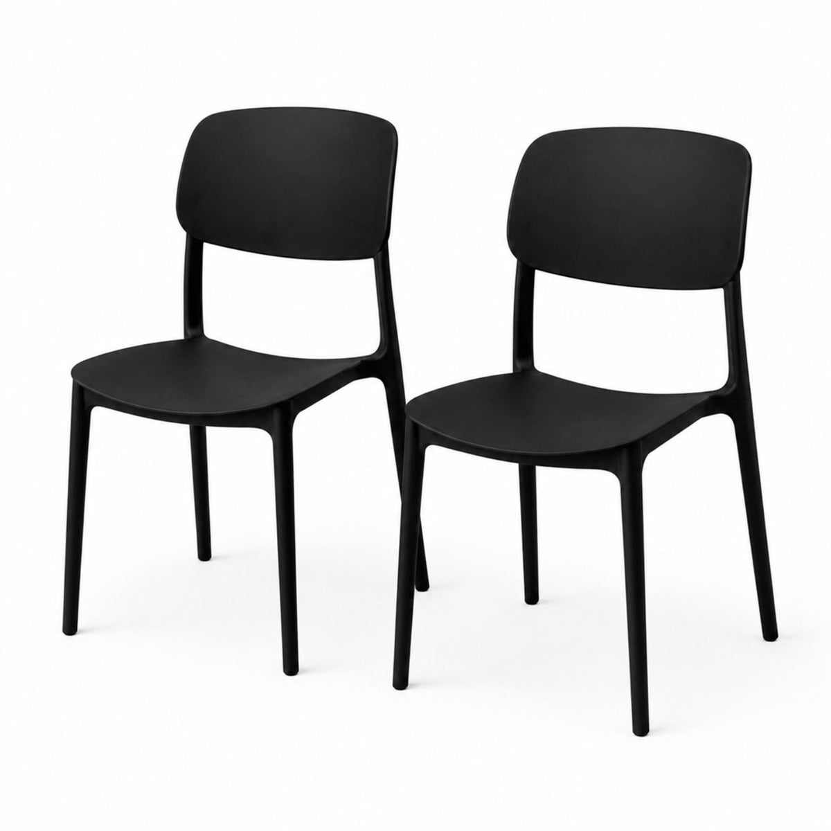 SET 2 Sillas Plástico Apilable Deco Estocolmo Negro Escandinavia