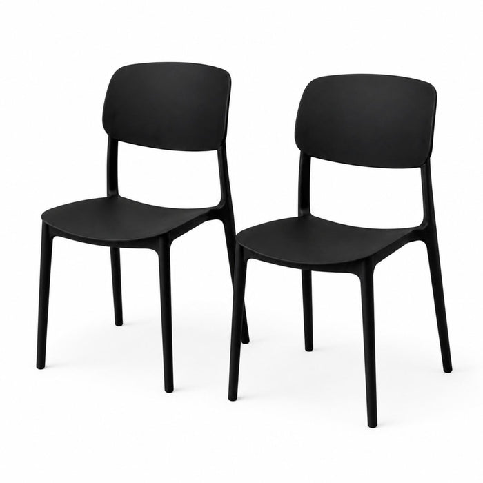 SET 2 Sillas Plástico Apilable Deco Estocolmo Negro Escandinavia