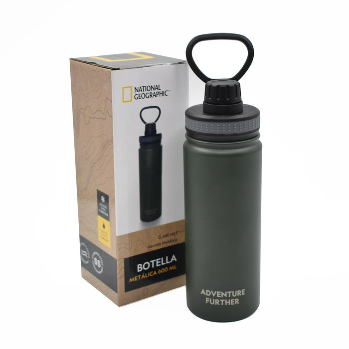 Botella Metálica Térmica Insulada 600ml Verde Nat Geo