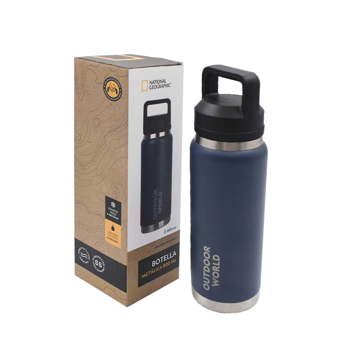 Botella Metálica Térmica Doble Boca Ajustable Angosta y Ancha 800ml Azul