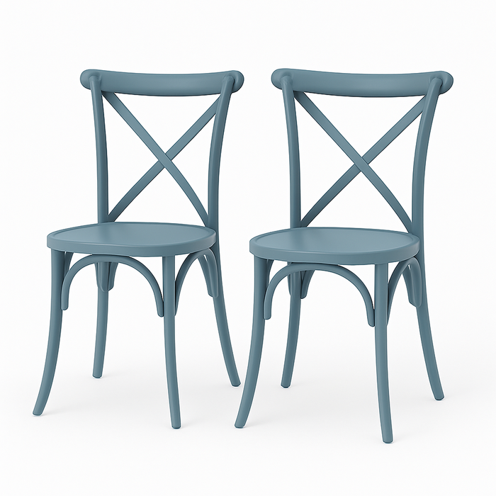 SET 2 Sillas Plástico Apilable Deco Copenhagen Azul Escandinavia