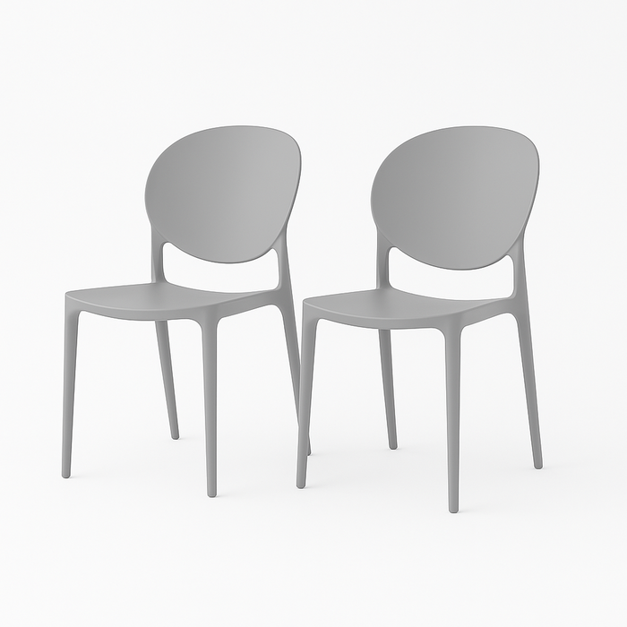 SET 2 Sillas Plástico Apilable Deco Sevilla Gris Escandinavia