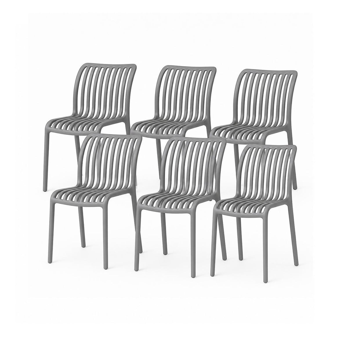 SET 6 Sillas Plástico Apilable Deco Bremen Gris Escandinavia