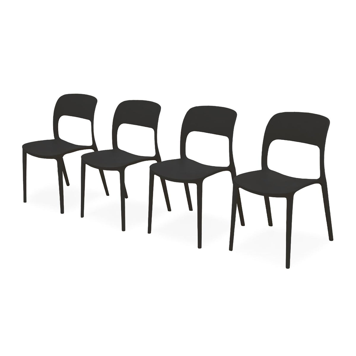 SET 4 Sillas Plástico Apilable Deco Nuremberg Negro Escandinavia