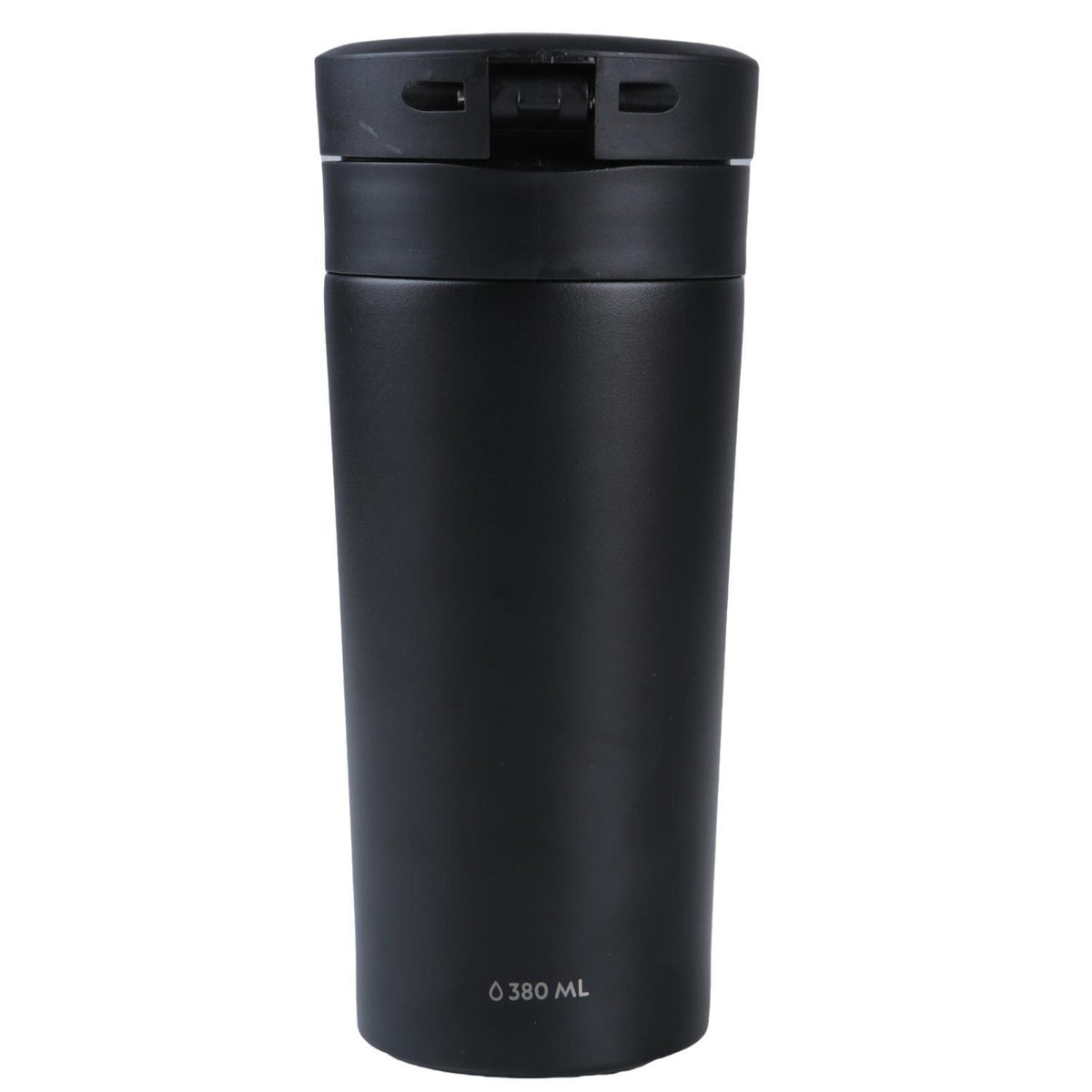 Mug Acero Inoxidable Tapa Con Pulsador y Antideslizante 380ml Negro