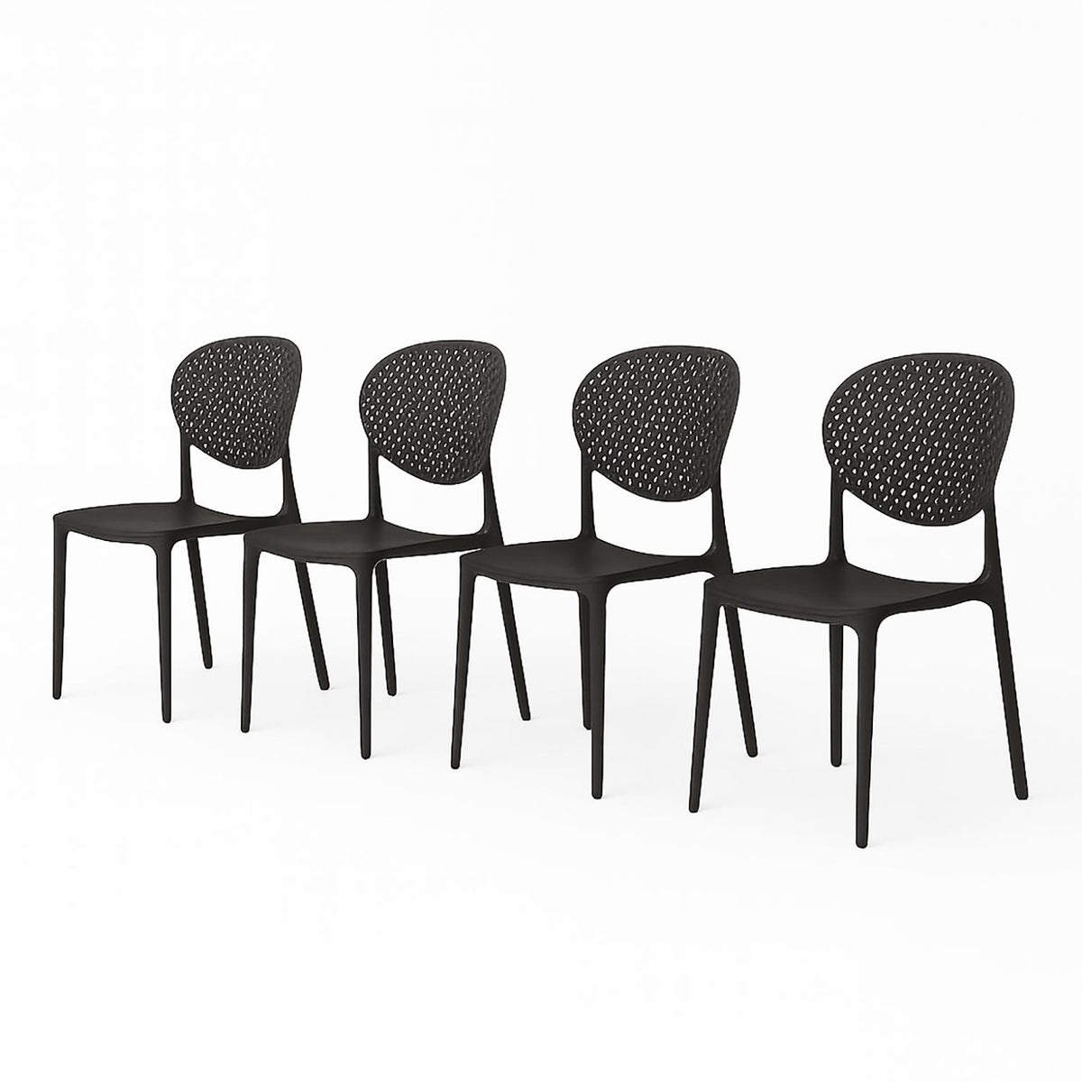 SET 4 Sillas Plástico Apilable Deco Hamburg Negra Escandinavia