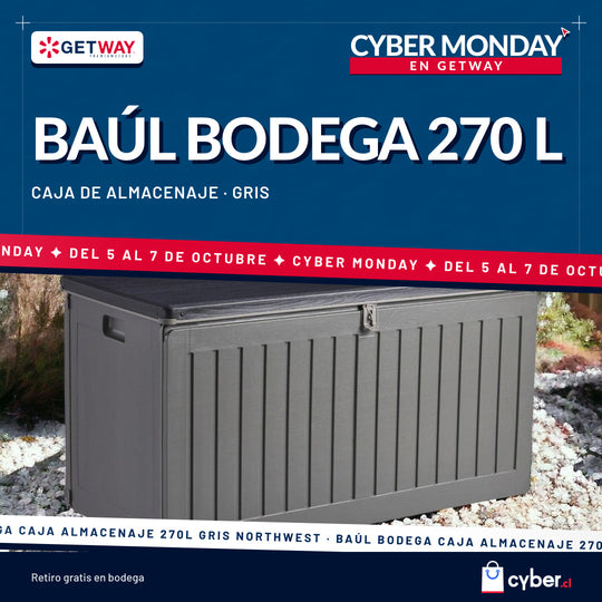 Baúl Bodega Caja Almacenaje 270L Gris Northwest