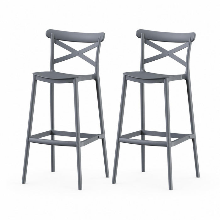 SET 2 Pisos Taburete Silla alta bar cocina Danessa 75cm Gris Oscuro