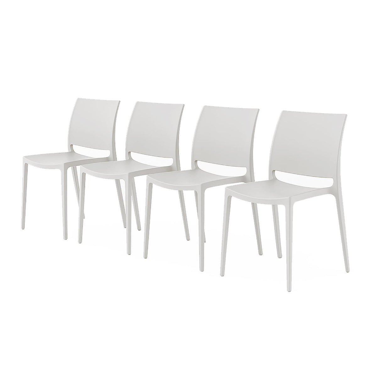 SET 4 Sillas Plástico Apilable Deco Dresden Blanca Escandinavia