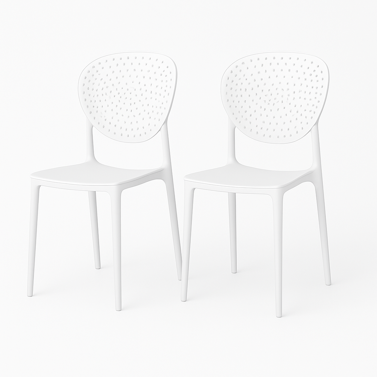 SET 2 Sillas Plástico Apilable Deco Hamburg Blanca Escandinavia