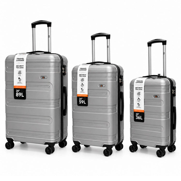 Set Maletas Northpak Resistente Ultraliviana 20"24"28" Plata