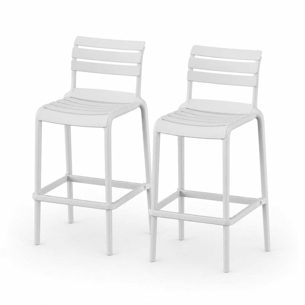 SET 2 Pisos Taburete Silla alta bar cocina Galt 65cm Blanco