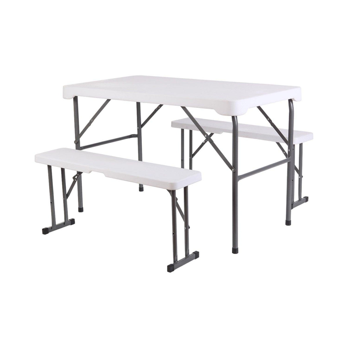Set Mesa Y Bancos Plegables 113x68.5x73Cm Blanca Northwest