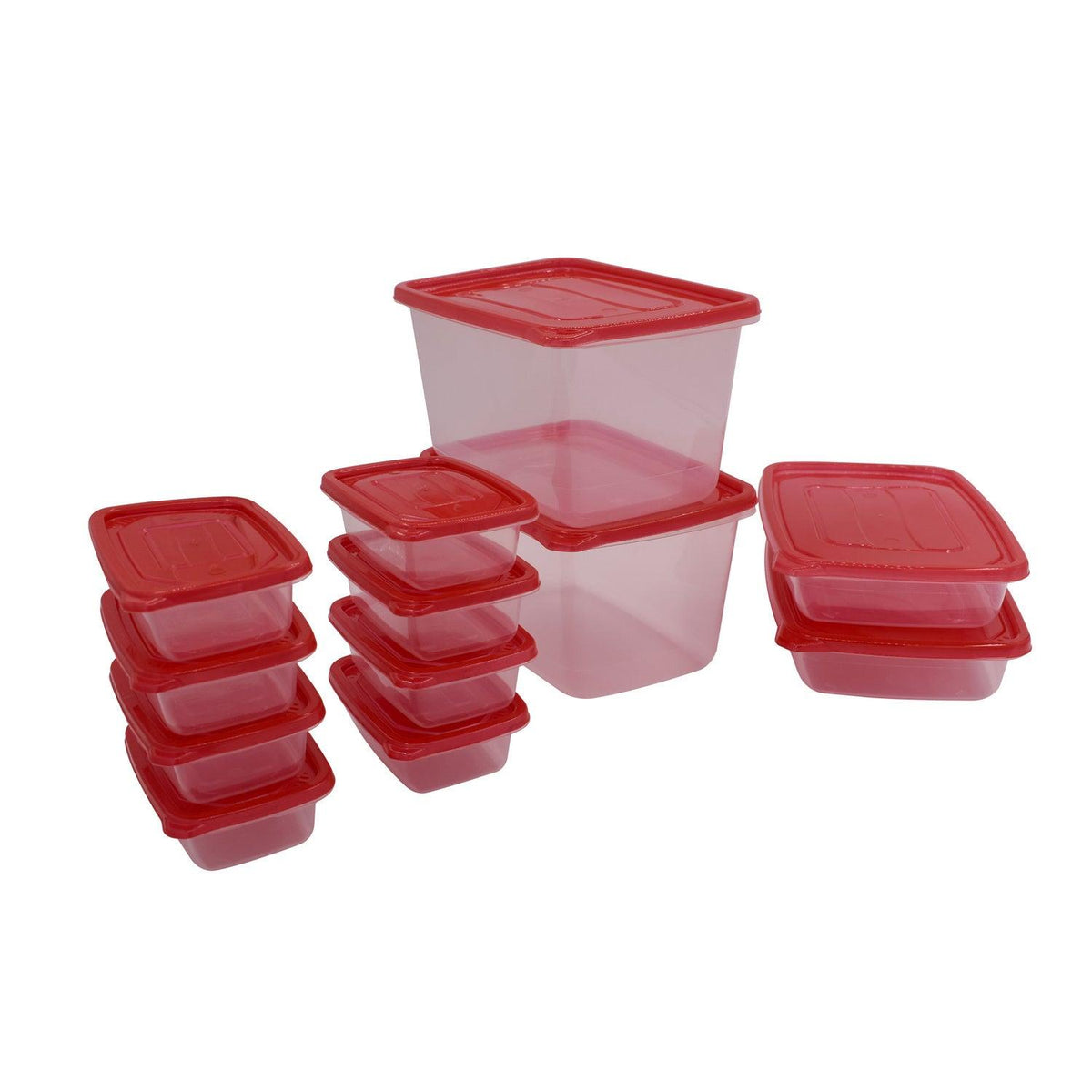 Set De 12 Contenedores De Plastico Tapa Roja San Bernardo
