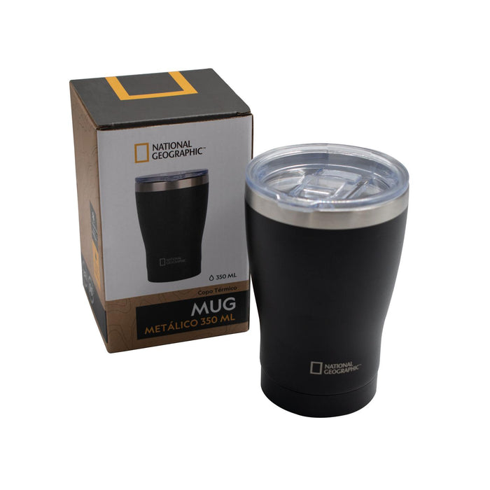 Mug Acero Inoxidable Tapa Transparente Rosca 350ml Negro