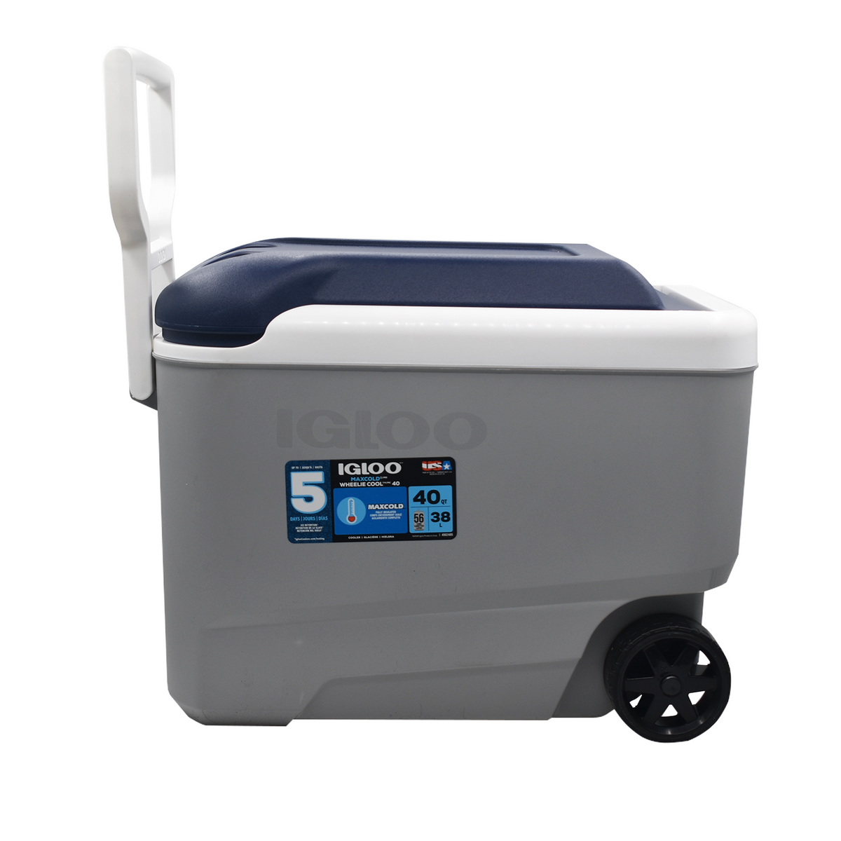 Cooler Nevera Hielera con Ruedas Maxcold Gris 38 Litro Igloo