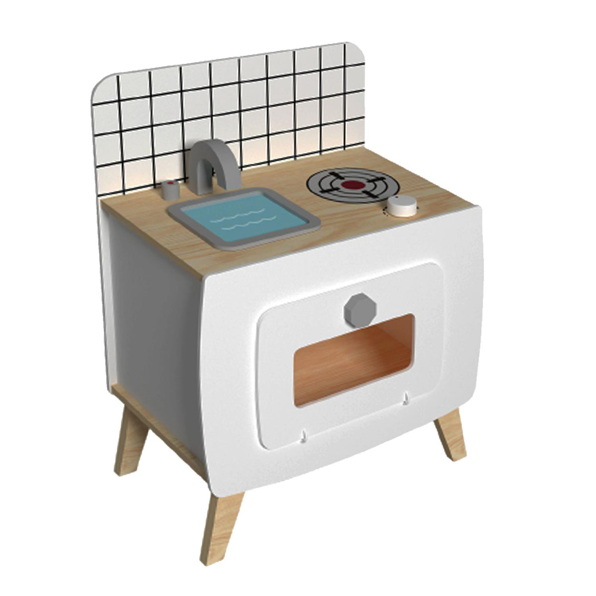 Cocina De Madera Blanca + Accesorios 39x26x49cm Gamepower