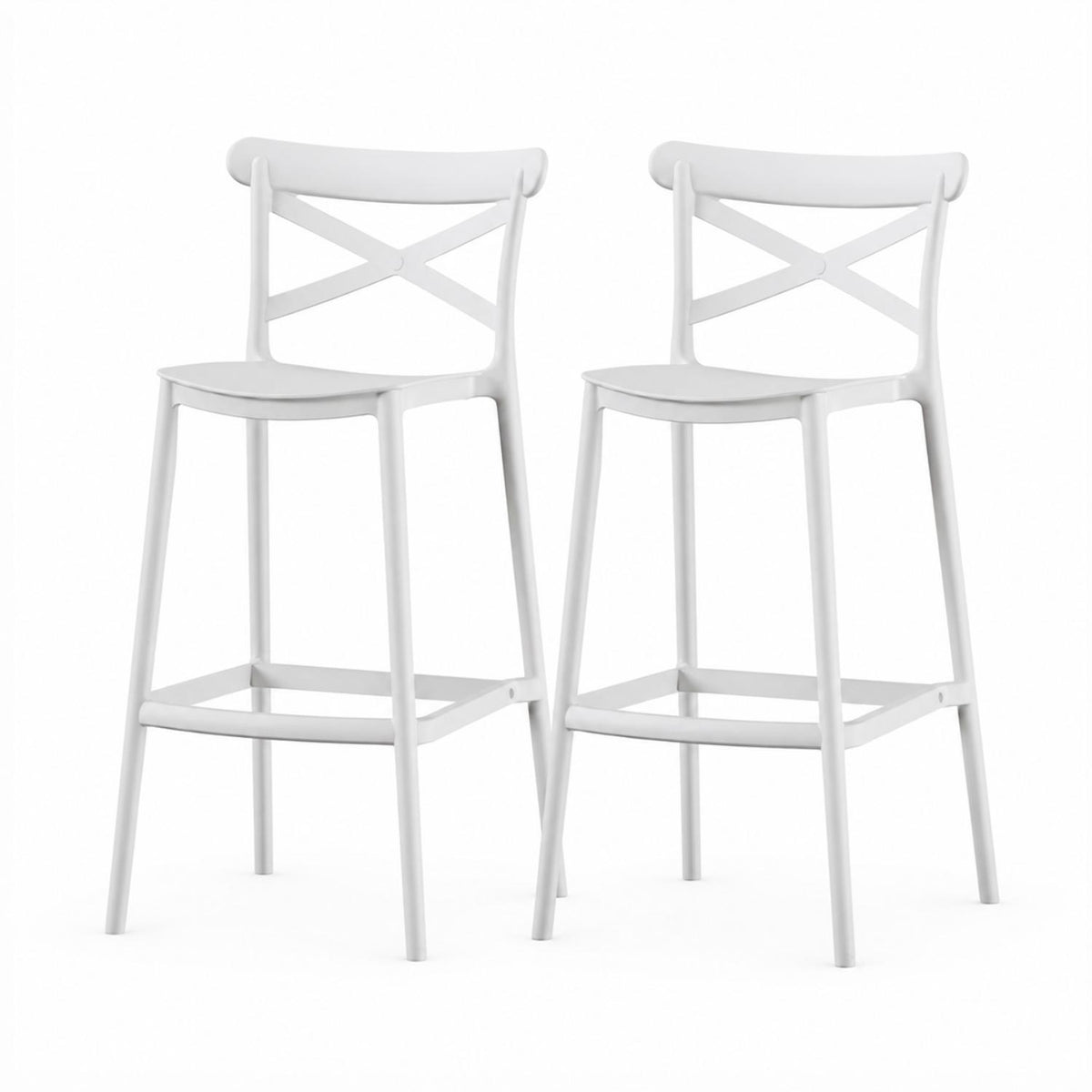 SET 2 Pisos Taburete Silla alta bar cocina Danessa 75cm Blanca