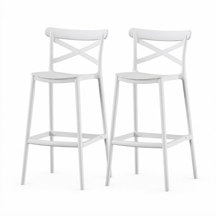SET 2 Pisos Taburete Silla alta bar cocina Danessa 75cm Blanca