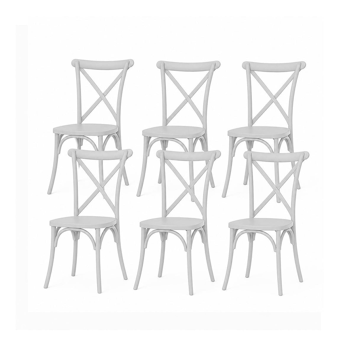 SET 6 Sillas Plástico Apilable Deco Copenhagen Blanca Escandinavia