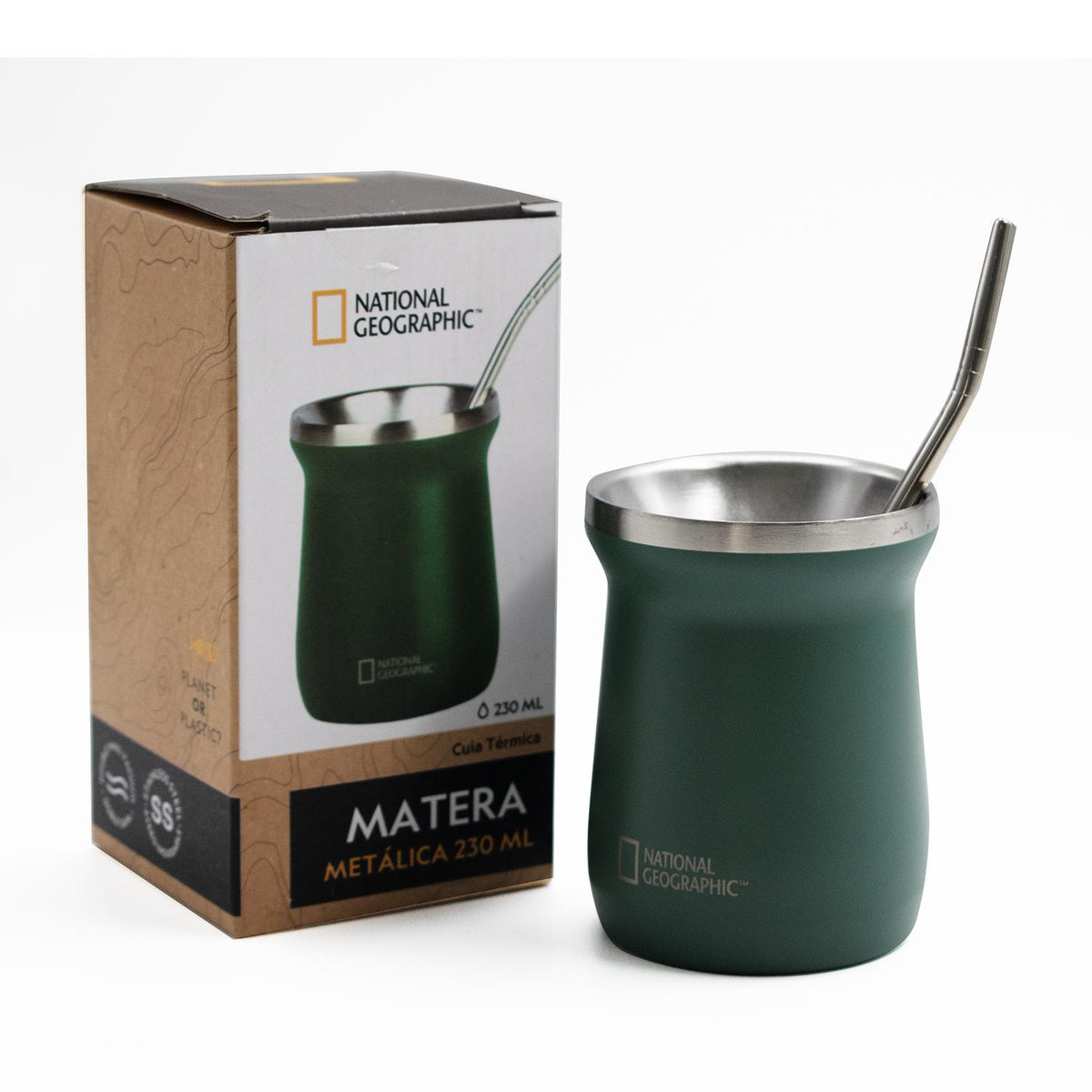 Matera Acero Inoxidable con Bombilla 230ml Verde