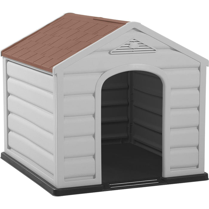 Casa Para Perro Pequeña Gris Hielo - Techo Roja 68x61x58,5cm