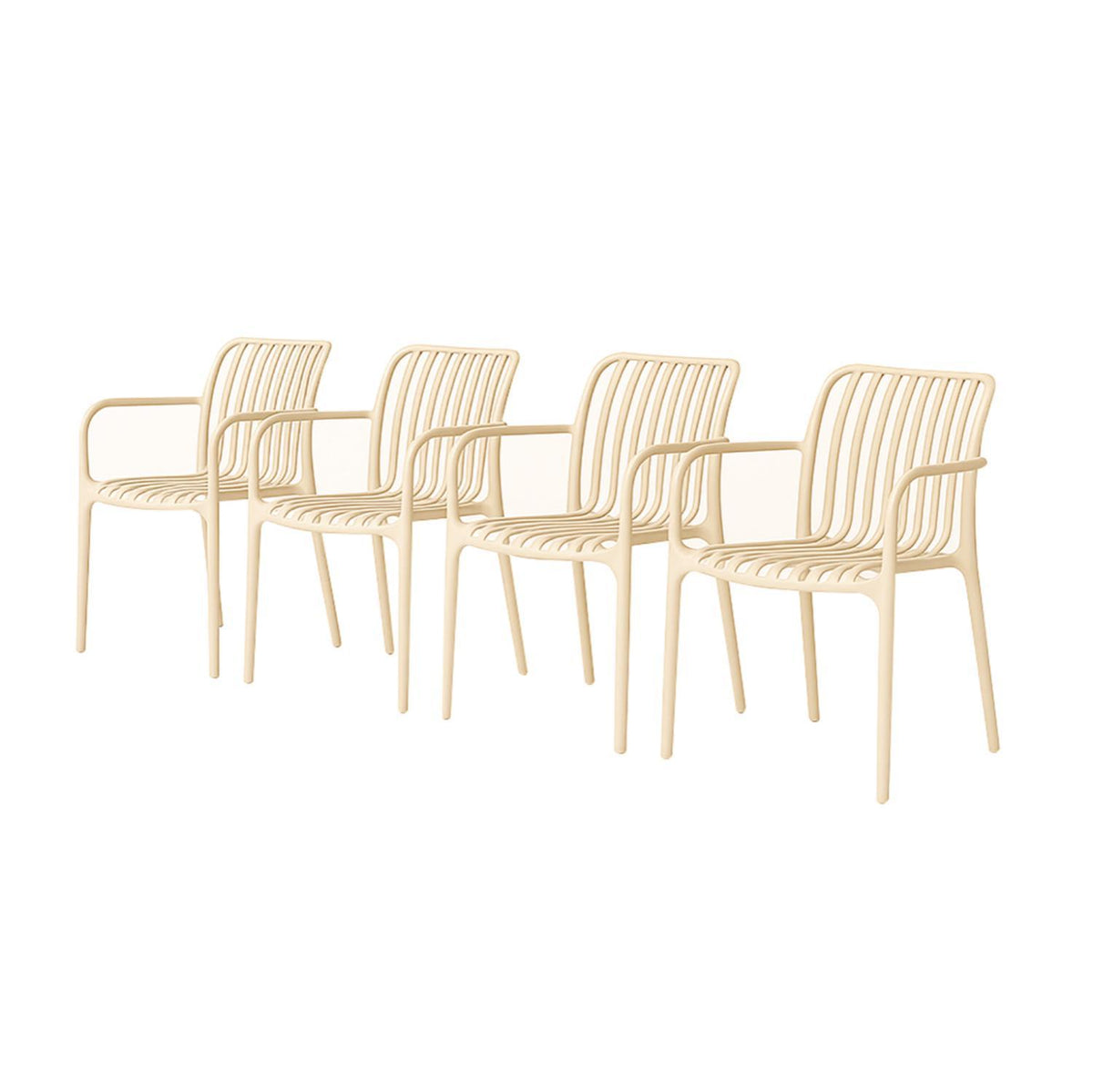 SET 4 Sillas Plástico Apilable Deco Bonn Beige Escandinavia