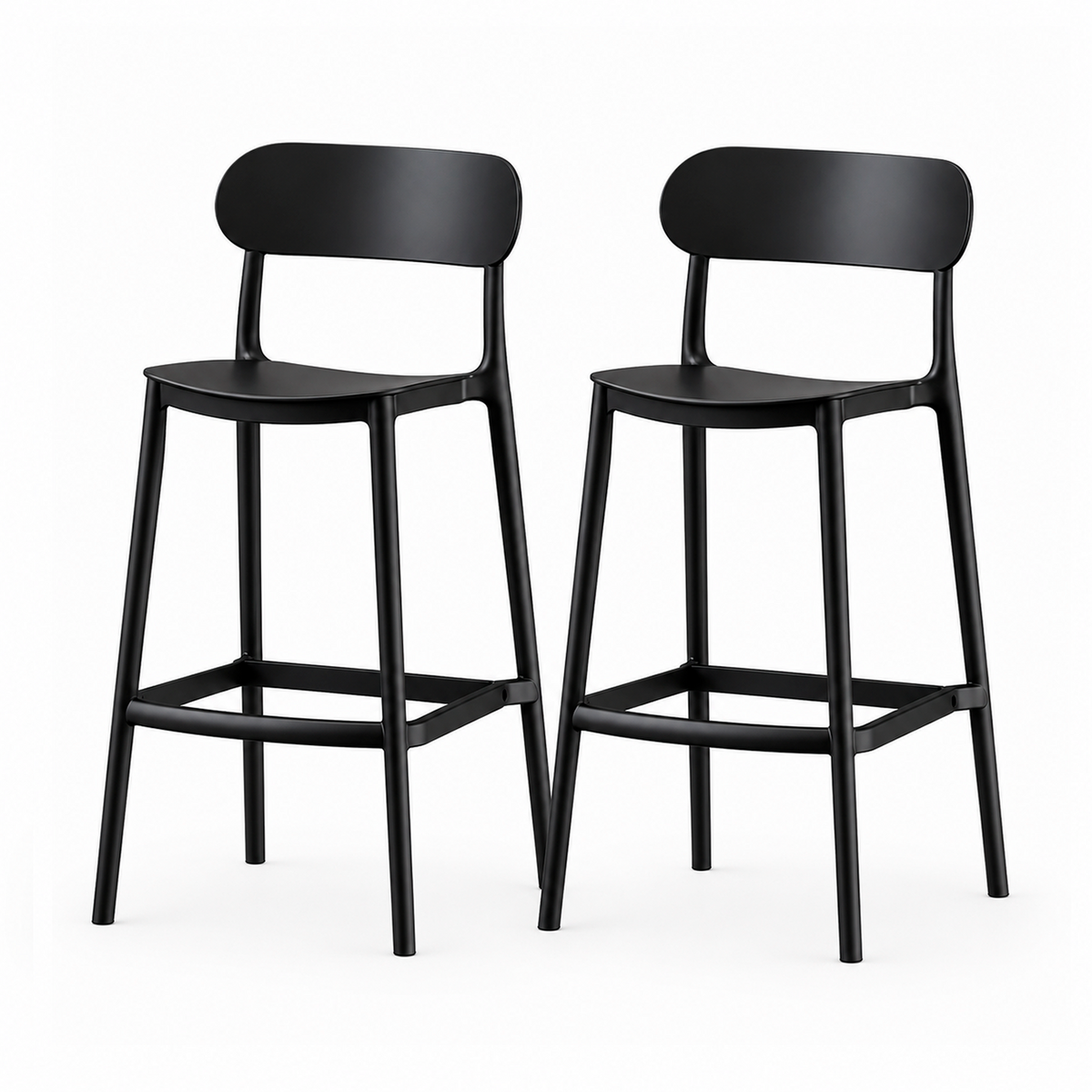 SET 2 Pisos Taburete Silla alta bar cocina Nils 75 cm Negra