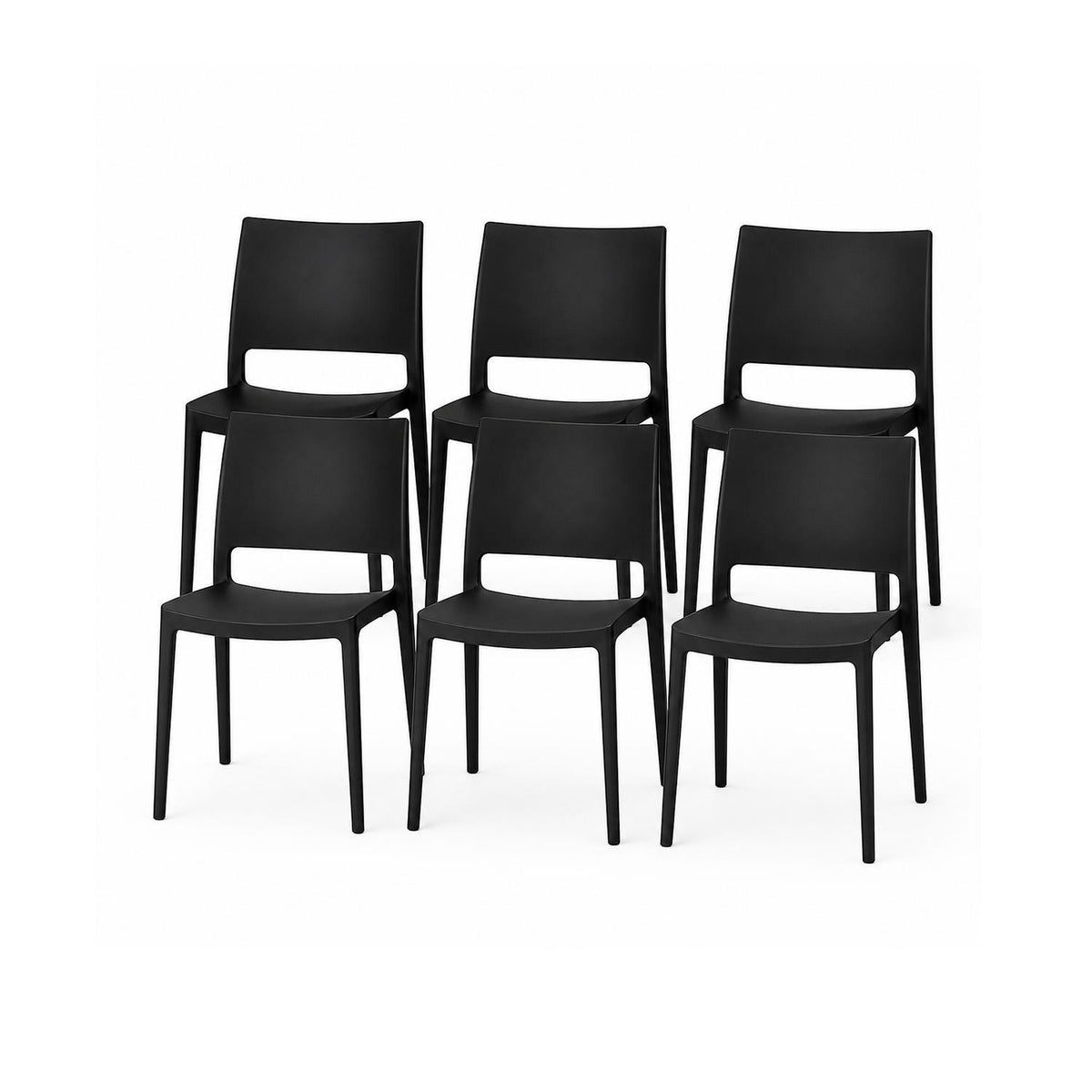 SET 6 Sillas Plástico Apilable Deco Dresden Negro Escandinavia