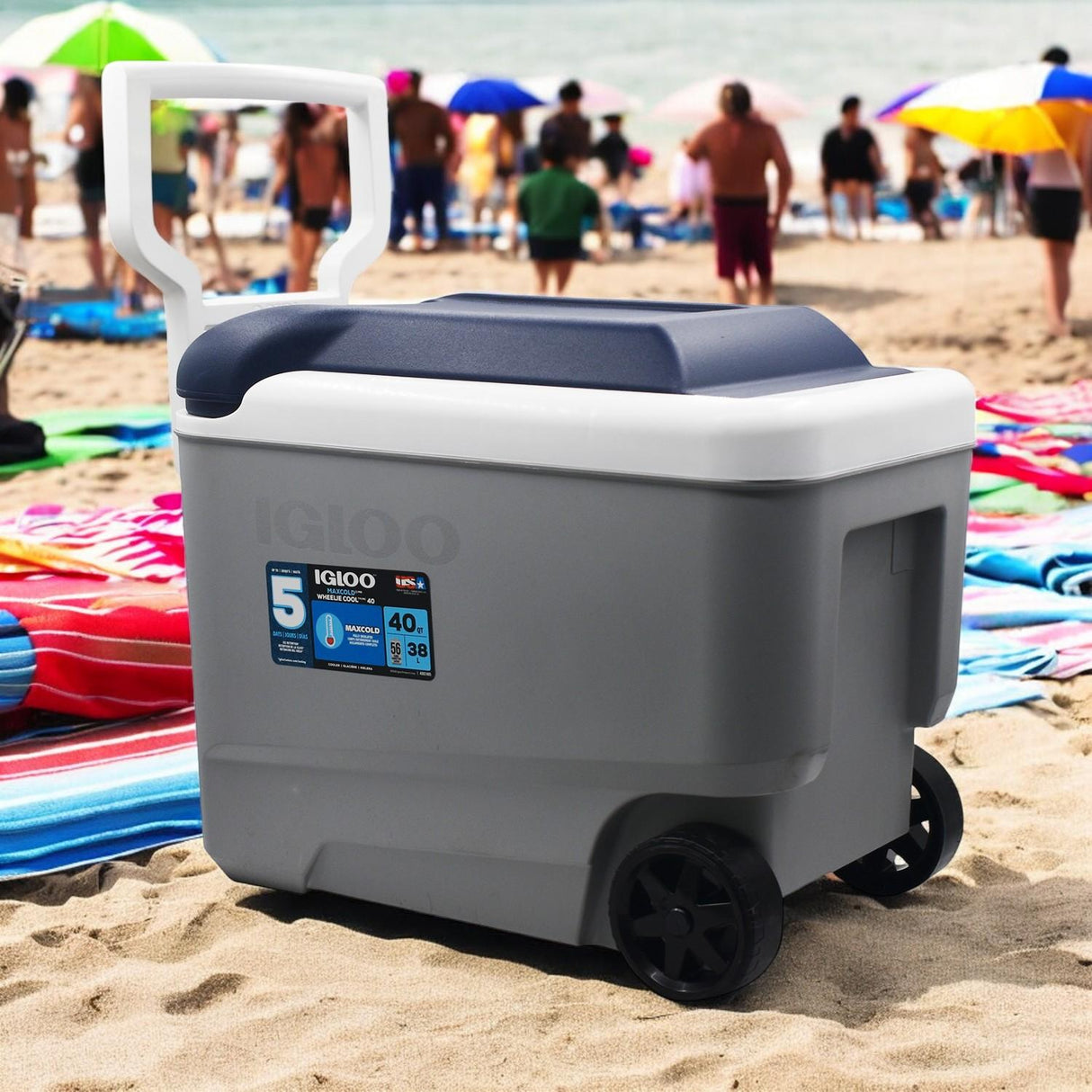 Cooler Nevera Hielera con Ruedas Maxcold Gris 38 Litro Igloo