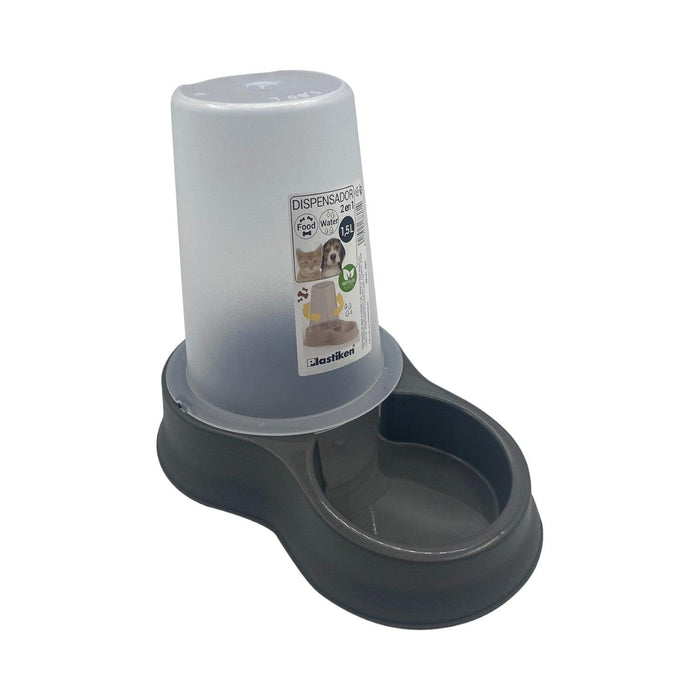 Dispensador Mascota Agua y Comida 1,5 L Negro Plastiken