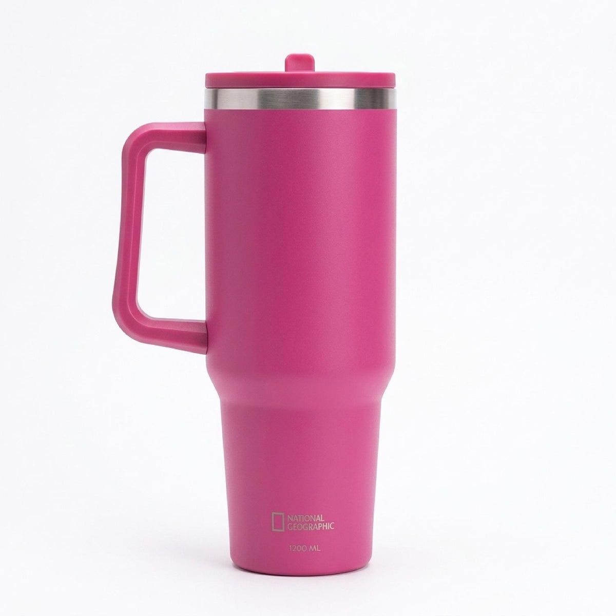 Tumbler Vaso Termico Frio y Calor Termo Mug Inoxidable con mango y bombilla Fucsia 1200ML