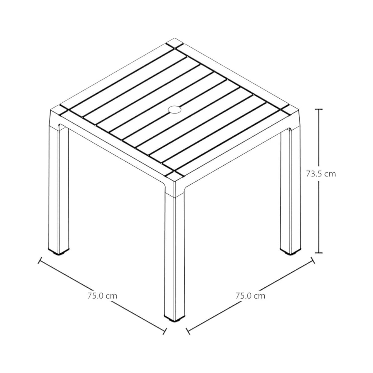 Mesa Plastico Terraza Exterior Gris 75x75x73Cms Rimax