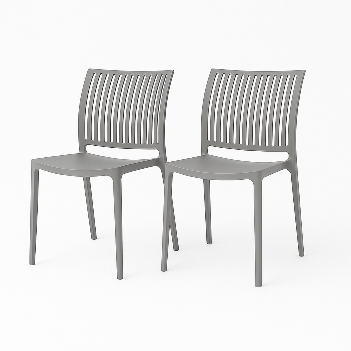 SET 2 Sillas Plástico Apilable Deco Noruega Gris 49x38x78,5cm
