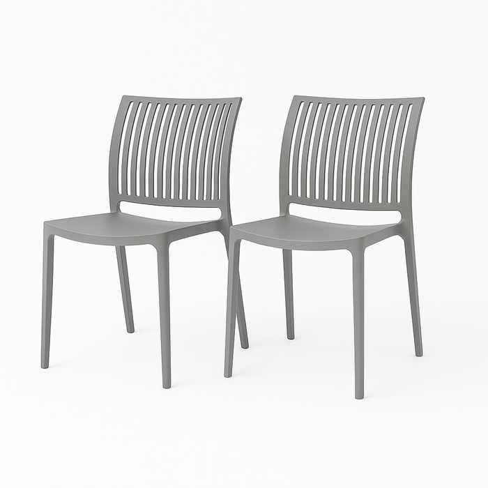 SET 2 Sillas Plástico Apilable Deco Noruega Gris 49x38x78,5cm