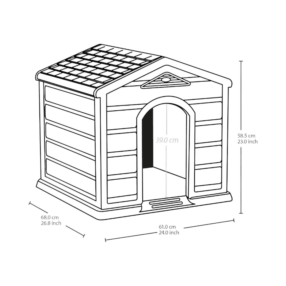 Casa Para Perro Mascota Pequeña Techo Rojo 68x61x58cm Rimax