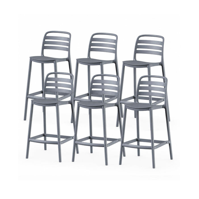 SET 6 Pisos Taburete Silla alta bar cocina Ragnar 75cm Gris Oscuro
