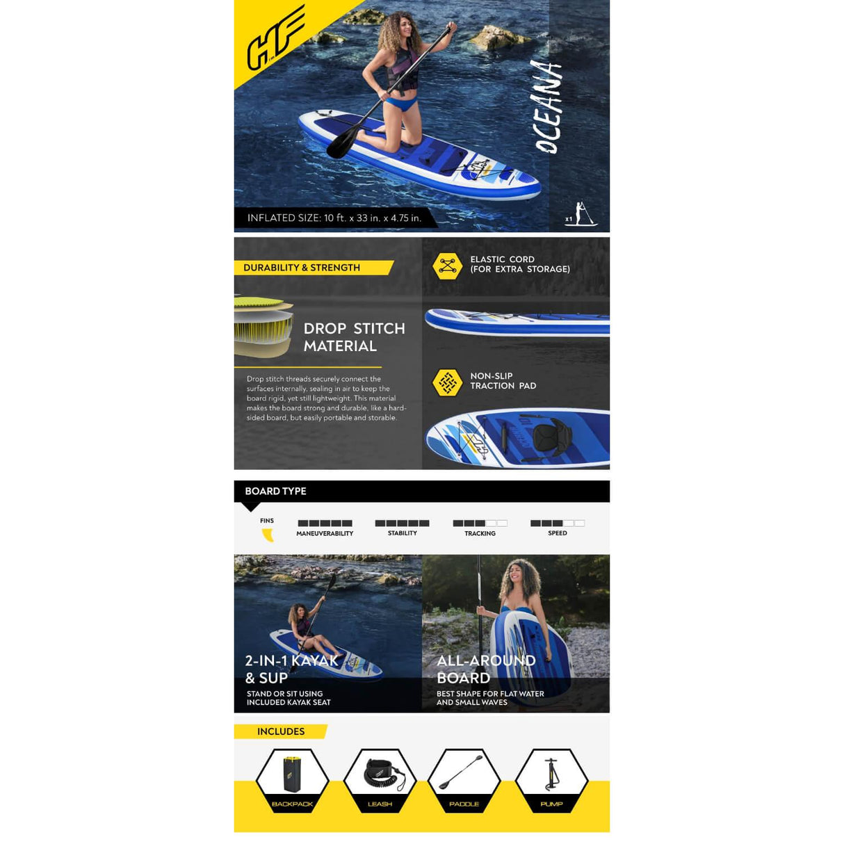 Stand Up Paddle Inflable Set con asiento 305x84x12cm Bestway