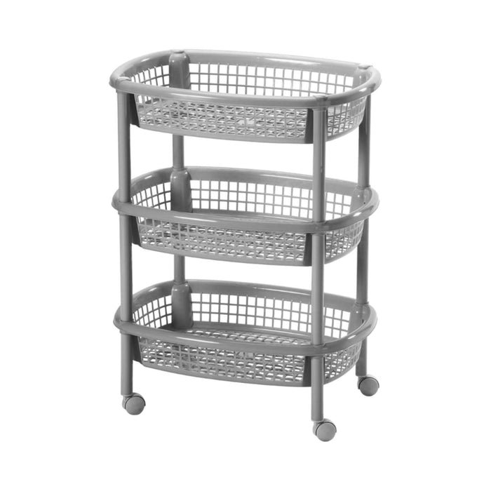 Canasta Movil Ovalada Gris Metalizado 54.5x39.2x71.5 Rimax