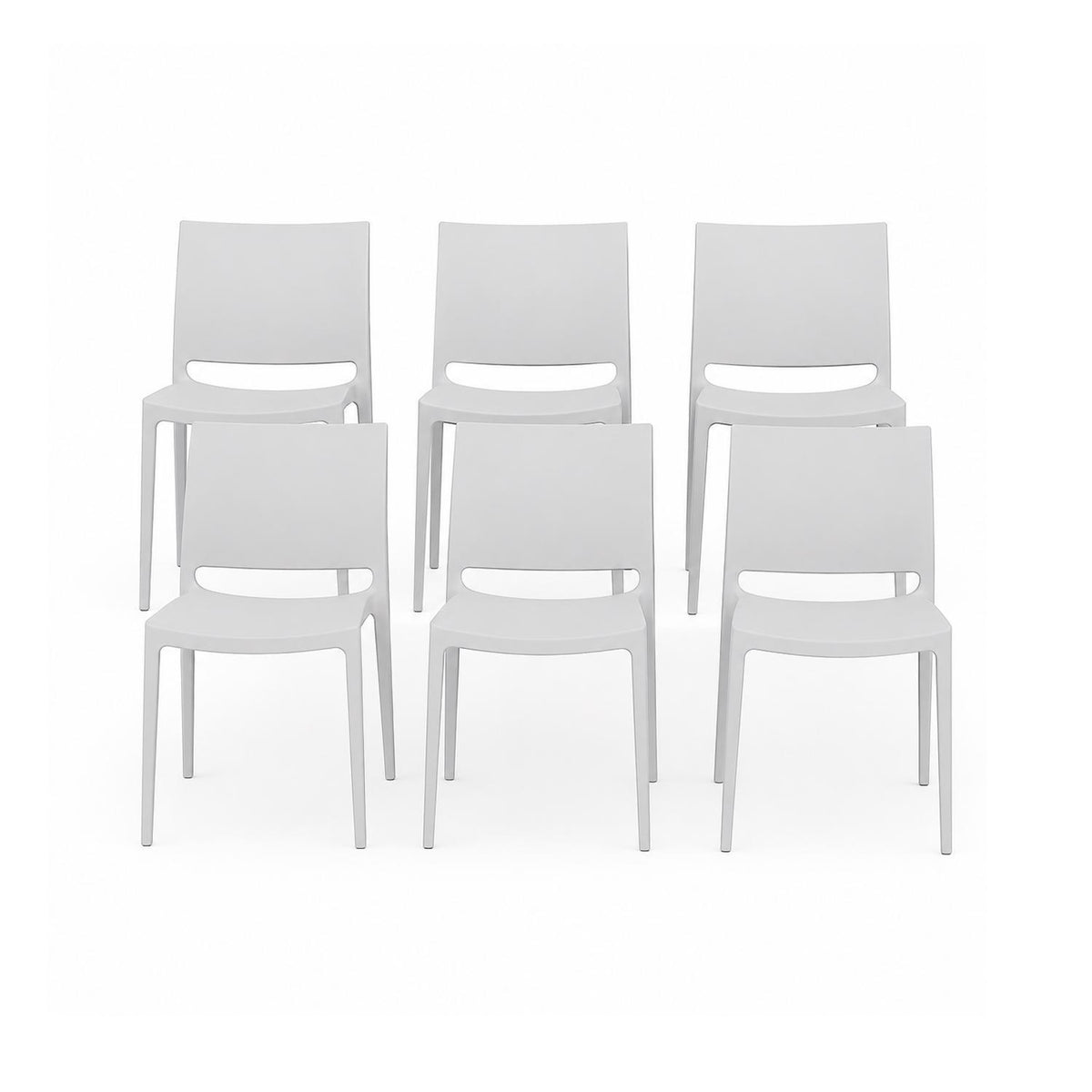 SET 6 Sillas Plástico Apilable Deco Dresden Blanca Escandinavia