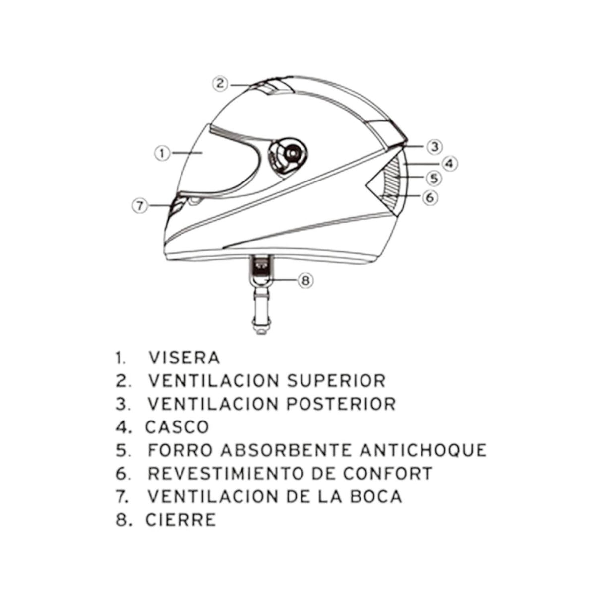 Casco Full Face Bx105 Talla L white Ceritificacion ECE Bex