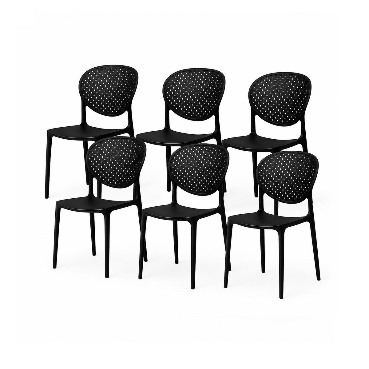 SET 6 Sillas Plástico Apilable Deco Hamburg Negra Escandinavia