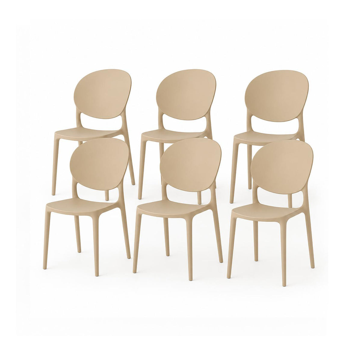 SET 6 Sillas Plástico Apilable Deco Sevilla Beige Escandinavia